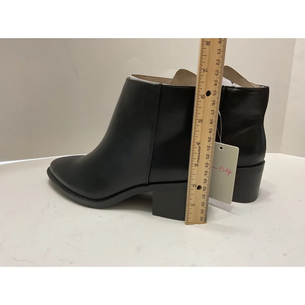 Jessica Carlyle Eva Black Ankle Boots Faux Leather Block Heel Size 6 NEW Sh5